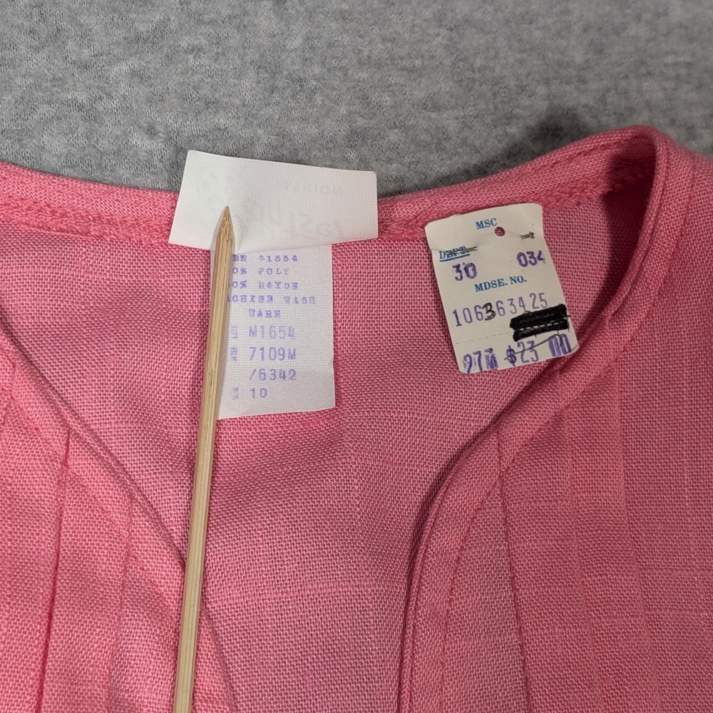 Vintage Girls Pleated Skirt Cardigan Jacket Set Size 10 Bright Pink New - Picture 6 of 13